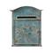 Hello Honey® 12" Distressed Blue Embossed Tin Mail Box